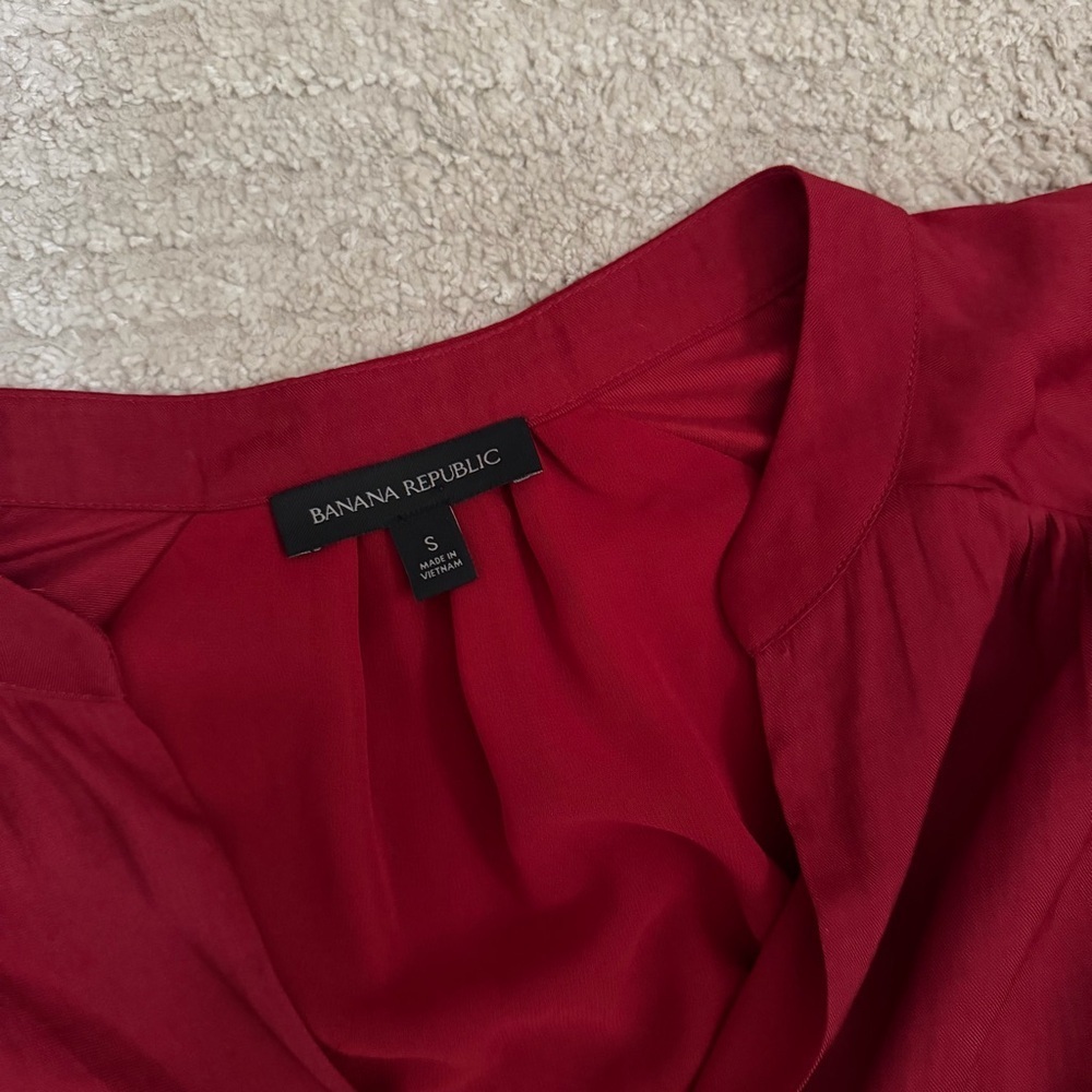 Banana Republic Red Maroon Satin Long Sleeve Mini Dress Small - Picture 7 of 11